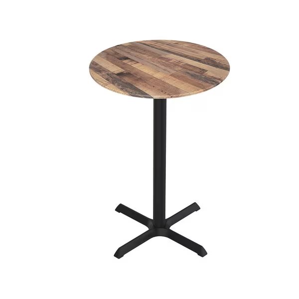 42 Tall OD211 Black Table Base w30x30 Foot and 36 Diameter Rustic Top, IndoorOutdoor, Holland Bar Stool Co, Mfr#: OD211-3042BWODS36RRustic